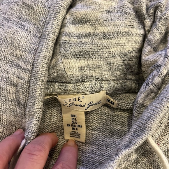 H&M Light Gray Hooded Sweater size L mens - Picture 3 of 6
